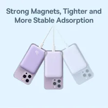 УМБ Baseus Magnetic Mini Wireless Fast Charge 2in1 10000mAh 20W 2.4A QC3.0+PD3.0 з Бездротовою зарядкою Qi 15W Фіолетовий