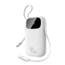УМБ Baseus EnerFill EnerFill FC31 Qpow 3 10000mAh 45W и встроенными кабелями iP 27W+Type-C 45W Белый