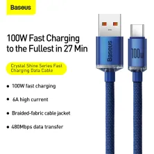 Кабель Baseus Crystal Shine Series Fast Charging Data Cable USB to Type-C 100W 20V 5A 1.2m Синій