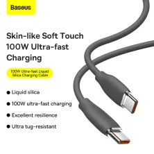 Кабель Baseus Jelly Liquid Silica Gel Fast Charging Data Cable Type-C to Type-C 100W 20V 5A 1.2m Чорний