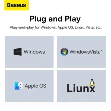USB Переходник Baseus Lite Series Ethernet 100 Mbps Type-A to RJ45 Чорний