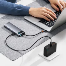 USB-хаб Baseus 11in1 Metal Gleam 11-Port Type-C HUB Adapter Type-C to USB3.0*3, USB2.0*1,Type-C(PD)*1, 4KHDMI*1, VGA, RJ45, TF, SD Сірий