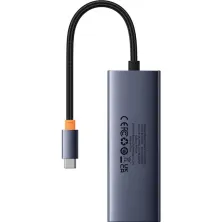 USB-хаб Baseus 5in1 UltraJoy 5-Port Type-C HUB Adapter Type-C to USB3.0*4, Type-C(PD)*1 Сірий