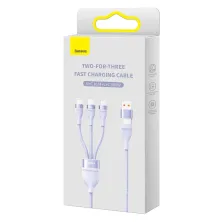 Кабель Baseus Flash Series 2 3-in-2 Fast Charging Data Cable  USB+Type-C to Lightning+Type-C+MicroUSB 100W 1.2m Фіолетовий