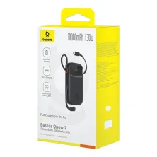 УМБ Baseus Qpow2 Dual-Cable 10000mAh 30W з технологією QC3.0+PD3.0 и 2*Type-C 30W кабелем Чорний