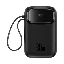 УМБ Baseus Qpow2 Dual-Cable 10000mAh 30W з технологією QC3.0+PD3.0 и 2*Type-C 30W кабелем Чорний