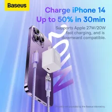 Кабель Baseus Explorer Series with Smart Temperature Control Fast Charging Data Cable Type-C to Lightning PD 20W 1m Фиолетовый