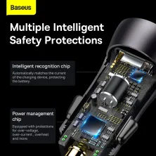 Автомобільний зарядний пристрій Baseus Golden Contactor Max Dual Fast Charger Car Charger 60W USB+Type-C Сірий