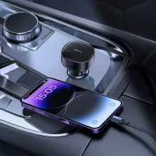 Автомобильное зарядное устройство Baseus Enjoyment Pro Retractable 55W USB и c встроенным кабелем Lightning  0.70м Черный