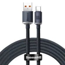 Кабель Baseus Crystal Shine Series Fast Charging Data Cable USB to Type-C 100W 20V 5A 2m Черный
