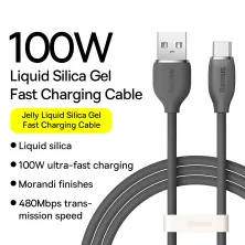 Кабель Baseus Jelly Liquid Silica Gel Series Fast Charging Data Cable USB to Type-C 100W 20V 5A 1.2m Черный