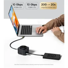 USB-хаб з Бездротовою зарядкою Baseus 7in1 MagPro Series 2 7-Port Type-C HUB Adapter Type-C to USB3.2*2, Type-C3.2*1, Type-C(PD)*1, 4KHDMI, SD/TF 3.0 Чорний