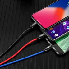 Кабель Baseus Three Primary Colors 3-in-1 Fast Charging Data Cable USB to Lightning+Type-C+MicroUSB 3.5А 0.3m Чорний