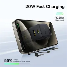 Мережевий зарядний пристрій Baseus Palm Fast Charger QC3.0+PD3.0 20W USB+Type-C 3A Чорний