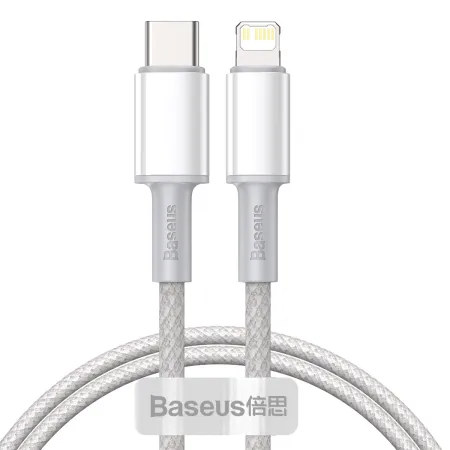 Кабель Baseus High Density Braided Fast Charging Data Cable Type-C to Lightning PD 20W 1m Белый