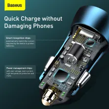 Автомобильное зарядное устройство Baseus Golden Contactor Pro Dual Quick Charger Car Charger 40W 2USB Голубой