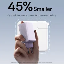 Мережевий зарядний пристрій Baseus GaN6 Pro 65W 2USB+2Type-C + кабель Baseus Type-C to Type-C 100W 20V/5A 1м Фіолетовий