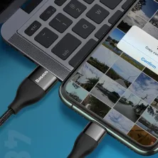 Кабель Baseus Dual Output Cafule 2-in-1 Fast Charging Data Cable USB + Type-C to Lightning 18W 1m Черный