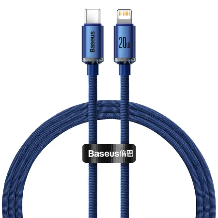 Кабель Baseus Crystal Shine Series Fast Charging Data Cable Type-C to Lightning PD 20W 1.2m Синій