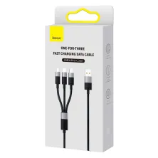 Кабель Baseus StarSpeed 3-in-1 Fast Charging Data Cable USB to Lightning+Type-C+MicroUSB 3.5А 1.2m Чорний