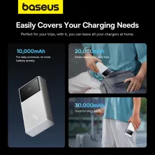 УМБ Baseus Star-Lord Digital Display 30000mAh 30W с технологией QC3.0+PD3.0 2USB+Type-C + Кабель USB to Type-C Белый
