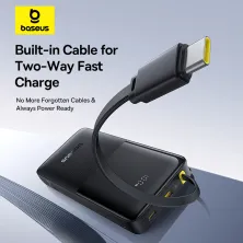 УМБ Baseus Bipow 2 with USB-C Cable 10000mAh 20W с технологией QC3.0+PD3.0 и Type-C кабелем 20W Черный