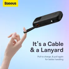 УМБ Baseus Qpow2 Dual-Cable 20000mAh 22.5W 2.4A з технологією QC3.0+PD3.0 та iP 20W+Type-C 22.5W кабелем Чорний