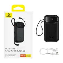 УМБ Baseus Qpow2 Dual-Cable 20000mAh 22.5W 2.4A з технологією QC3.0+PD3.0 та iP 20W+Type-C 22.5W кабелем Чорний