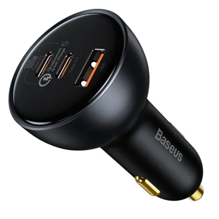 Автомобильное зарядное устройство Baseus Qualcomm QC 5 Technology Multi-Port Fast Charge Car Charger 160W USB+2Type-C + Кабель Type-C to Type-C 100W 1м Серый