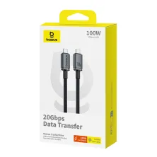 Кабель Baseus Crystal Shine USB3.2 Full Featured Fast Charging Data Cable Type-C to Type-C 100W 4K@60Hz 20Gbps 1.5m Чорний