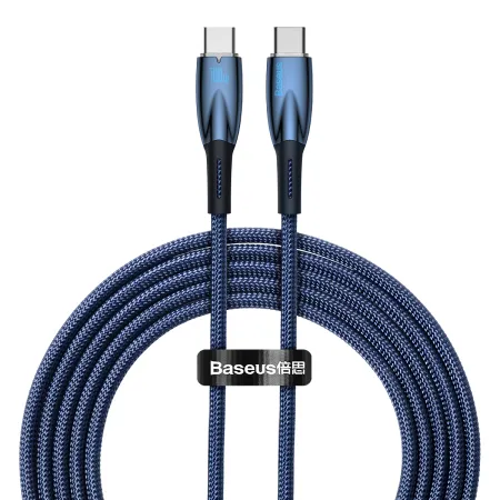 Кабель Baseus Glimmer Series Fast Charging Data Cable Type-C to Type-C 100W 20V 5A 2m Синій