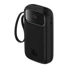 УМБ Baseus Qpow2 Dual-Cable 20000mAh 30W з технологією QC3.0+PD3.0 и 2*Type-C 30W кабелем Чорний