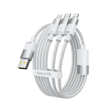 Кабель Baseus StarSpeed Series 3-in-1 Fast Charging Data Cable USB to Lightning+Type-C+MicroUSB 100W 1.5m Білий