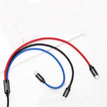 Кабель Baseus Three Primary Colors 3-in-1 Fast Charging Data Cable USB to Lightning+Type-C+MicroUSB 3.5А 0.3m Чорний