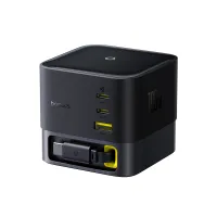 Сетевое зарядное устройство Baseus Super GaN6 Desktop Charger 100W USB+2Type-C + выдвижной кабель Type-C 100W Черный