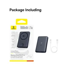 УМБ Baseus EnerFill FT11 Qi Magnetic 10000mAh 27W с зарядкой для Apple Watch и функцией MagSafe и Qi 15W Черный