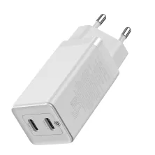Мережевий зарядний пристрій Baseus GaN Mini PD3.0 45W 2Type-C 3A + кабель Baseus Type-C to Type-C 60W 20V/3A 1м Білий
