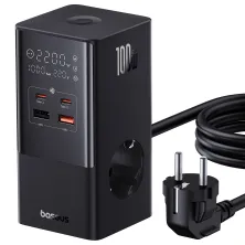 Сетевое зарядное устройство Baseus PowerCombo Tower PowerStrip 100W 2AC+2USB+2Type-C 5A Черный