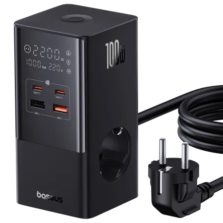 Сетевое зарядное устройство Baseus PowerCombo Tower PowerStrip 100W 2AC+2USB+2Type-C 5A Черный