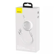 Кабель Baseus Bright Mirror Retractable 3-in-1 Fast Charging Data Cable USB to Lightning+Type-C+MicroUSB 3.5А 1.2m Белый