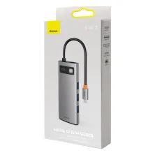 USB-хаб Baseus 6in1 Metal Gleam 6-Port Type-C HUB Adapter Type-C to USB3.0*3, Type-C(PD)*1, 4KHDMI, RJ45 Серый