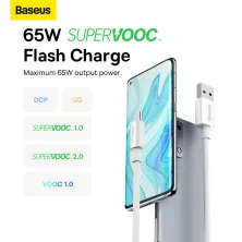 Кабель Baseus Superior Series Fast Charging Data Cable USB to Type-C 65W SUPERVOOC 1m Білий