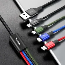 Кабель Baseus Fast 4-in-1 Fast Charging Data Cable USB to 2Lightning+Type-C+MicroUSB 3.5А 1.2m Черный