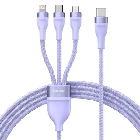 Кабель Baseus Flash Series 2 3-in-1 Fast Charging Data Cable Type-C to Lightning+Type-C+MicroUSB 100W 1.5m Фіолетовий
