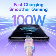 Кабель Baseus Explorer Series with Smart Temperature Control Fast Charging Data Cable Type-C to Type-C 100W 20V 5A 2m Рожевий