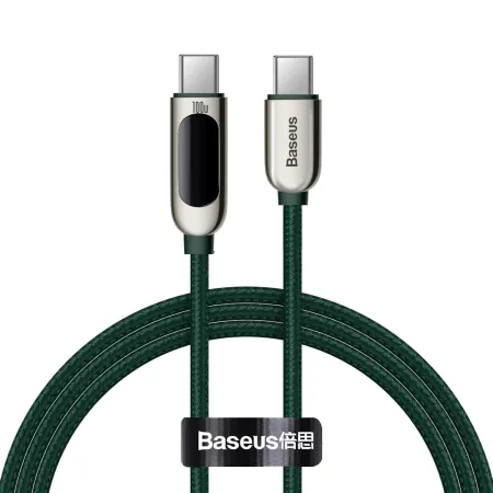 Кабель Baseus Display Series Fast Charging Data Cable Type-C to Type-C 100W 20V 5A 1m Зелений