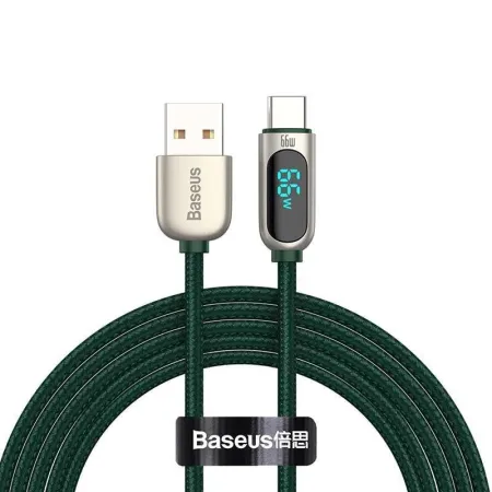 Кабель Baseus Display Series Fast Charging Data Cable USB to Type-C 66W 11V 6A 2m Зелений