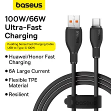Кабель Baseus Pudding Series Fast Charging Data Cable USB to Type-C 100W 20V 5A 2m Черный