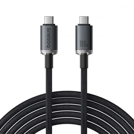 Кабель Baseus Crystal Shine USB3.2 Full Featured Fast Charging Data Cable Type-C to Type-C 100W 4K@60Hz 20Gbps 1.5m Чорний