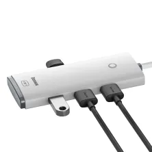 USB-хаб Baseus 4in1 Lite Series 4-Port Type-C HUB Adapter Type-C to USB3.0*4 кабель 2м Білий